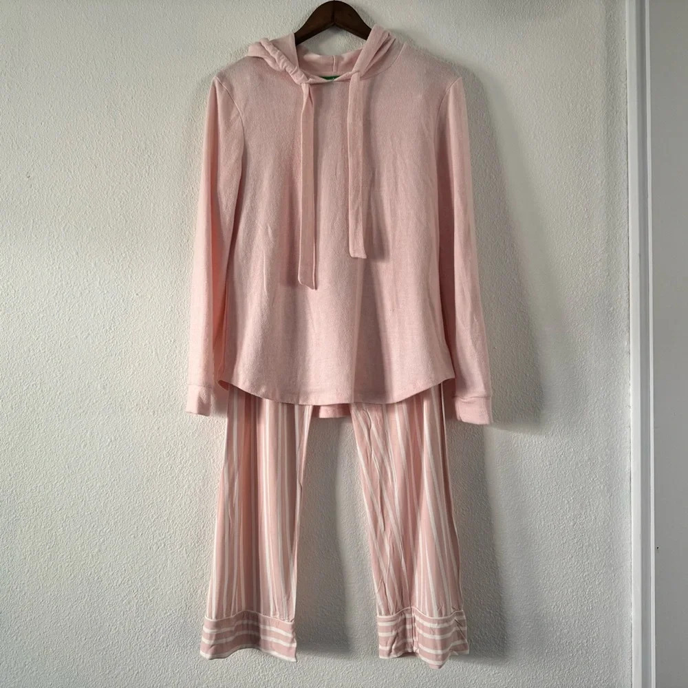 DIP Womens Medium Pink Stripe Lounge Set Oversize Hoodie Soft Cozy Athleisure - Picture 14 of 16